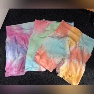 Amazon Women's Tie-Dye Athletic Shorts - Pink, Green, Blue